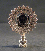 Load image into Gallery viewer, TIBETAN SUN GOD Lamp Finial-Antique Silver Finish-Satin Nickel Base-Detailed Casting