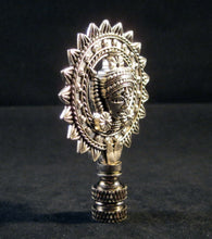 Load image into Gallery viewer, TIBETAN SUN GOD Lamp Finial-Antique Silver Finish-Satin Nickel Base-Detailed Casting