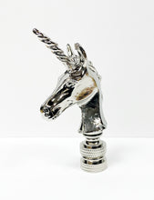 Load image into Gallery viewer, UNICORN Lamp Finial-Aged Brass or Polished Chrome Finish, Highly detailed metal casting (1Pc.)
