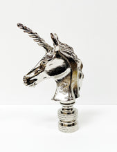 Load image into Gallery viewer, UNICORN Lamp Finial-Aged Brass or Polished Chrome Finish, Highly detailed metal casting (1Pc.)