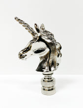 Load image into Gallery viewer, UNICORN Lamp Finial-Aged Brass or Polished Chrome Finish, Highly detailed metal casting (1Pc.)