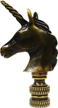 Load image into Gallery viewer, UNICORN Lamp Finial-Aged Brass or Polished Chrome Finish, Highly detailed metal casting (1Pc.)