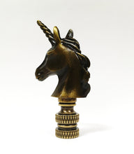 Load image into Gallery viewer, UNICORN Lamp Finial-Aged Brass or Polished Chrome Finish, Highly detailed metal casting (1Pc.)