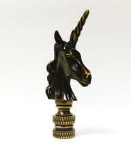 Load image into Gallery viewer, UNICORN Lamp Finial-Aged Brass or Polished Chrome Finish, Highly detailed metal casting (1Pc.)