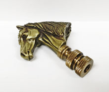 Load image into Gallery viewer, HORSE HEAD Lamp Finial, Aged Brass Finish, Highly detailed metal casting