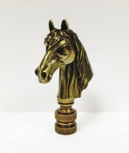 Load image into Gallery viewer, HORSE HEAD Lamp Finial, Aged Brass Finish, Highly detailed metal casting