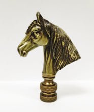 Load image into Gallery viewer, HORSE HEAD Lamp Finial, Aged Brass Finish, Highly detailed metal casting