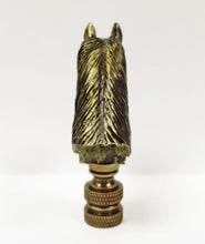 Load image into Gallery viewer, HORSE HEAD Lamp Finial, Aged Brass Finish, Highly detailed metal casting