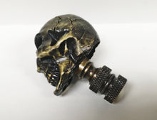 Load image into Gallery viewer, SKULL Lamp Finial, Aged Brass, Polished Gold or Chrome Finish, Highly detailed metal casting (1Pc.)