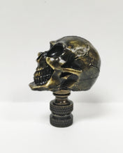 Load image into Gallery viewer, SKULL Lamp Finial, Aged Brass, Polished Gold or Chrome Finish, Highly detailed metal casting (1Pc.)