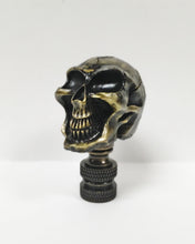 Load image into Gallery viewer, SKULL Lamp Finial, Aged Brass, Polished Gold or Chrome Finish, Highly detailed metal casting (1Pc.)