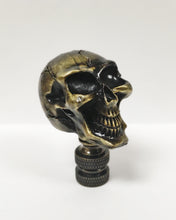 Load image into Gallery viewer, SKULL Lamp Finial, Aged Brass, Polished Gold or Chrome Finish, Highly detailed metal casting (1Pc.)