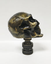 Load image into Gallery viewer, SKULL Lamp Finial, Aged Brass, Polished Gold or Chrome Finish, Highly detailed metal casting (1Pc.)