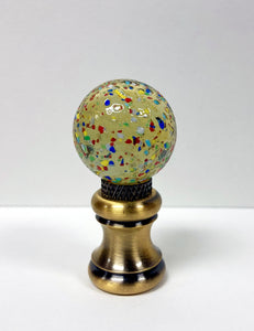 GLASS ORB-Lamp Finials in 12 Colors-Antique Brass Base, Dual Thread (1-Pc.)