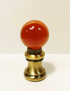 GLASS ORB-Lamp Finials in 12 Colors-Antique Brass Base, Dual Thread (1-Pc.)
