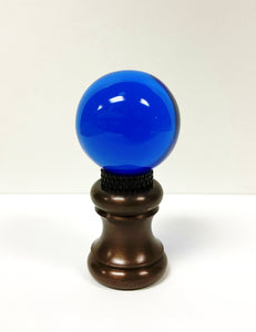 GLASS ORB-Lamp Finials in 12 Colors-Oil Rubbed Bronze Base, Dual Thread (1-Pc.)