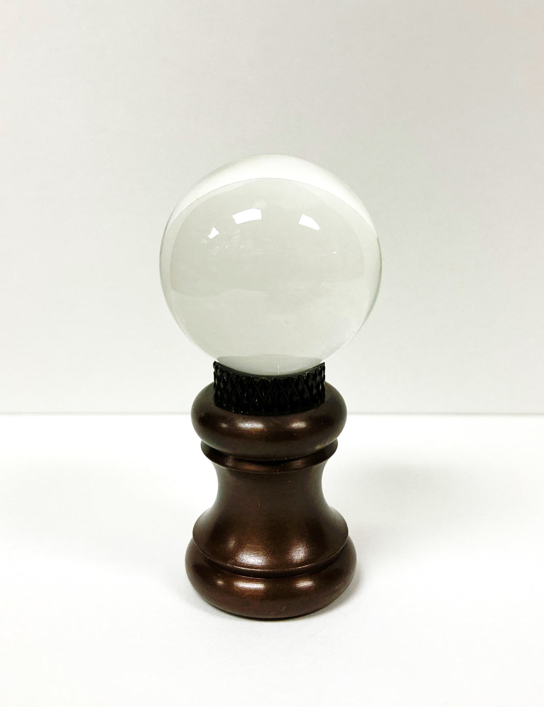 GLASS ORB-Lamp Finials in 12 Colors-Oil Rubbed Bronze Base, Dual Thread (1-Pc.)