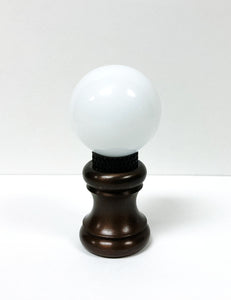 GLASS ORB-Lamp Finials in 12 Colors-Oil Rubbed Bronze Base, Dual Thread (1-Pc.)