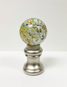 GLASS ORB-Lamp Finials in 12 Colors-Satin Nickel Base, Dual Thread (1-Pc.)