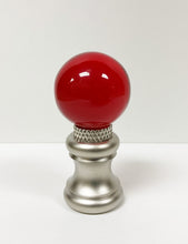 Load image into Gallery viewer, GLASS ORB-Lamp Finials in 12 Colors-Satin Nickel Base, Dual Thread (1-Pc.)