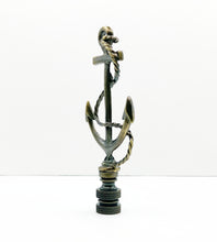 Load image into Gallery viewer, ANCHOR &amp; ROPE Lamp Finial-Aged Brass Finish, Highly detailed metal casting