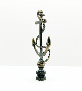 ANCHOR & ROPE Lamp Finial-Aged Brass Finish, Highly detailed metal casting