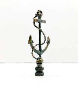 ANCHOR & ROPE Lamp Finial-Aged Brass Finish, Highly detailed metal casting