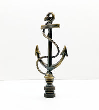 Load image into Gallery viewer, ANCHOR &amp; ROPE Lamp Finial-Aged Brass Finish, Highly detailed metal casting
