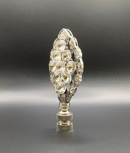 ART DECO RHINESTONE Lamp Finial-Antique Silver Finish