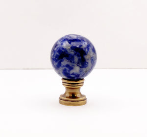 BLUE VEIN SODALITE Stone Lamp Finial with AB, PB or Chrome Base (1-PC.)