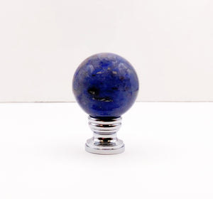 BLUE VEIN SODALITE Stone Lamp Finial with AB, PB or Chrome Base (1-PC.)