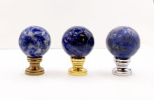 Load image into Gallery viewer, BLUE VEIN SODALITE Stone Lamp Finial with AB, PB or Chrome Base (1-PC.)