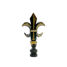 Load image into Gallery viewer, FLEUR DE LIS Lamp Finial-Aged Brass Finish, Highly detailed metal casting