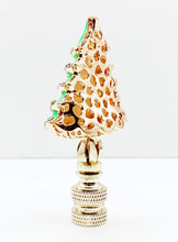 Load image into Gallery viewer, Holiday/Christmas Lamp Finial-CHRISTMAS TREE w/Rhinestones-Gold Finish-Available in Red, Green or Blue (1-Pc.)