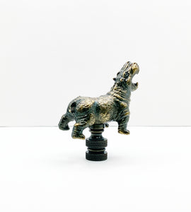 HIPPOPOTAMUS Lamp Finial-Aged Brass Finish, Highly detailed metal casting