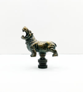 HIPPOPOTAMUS Lamp Finial-Aged Brass Finish, Highly detailed metal casting