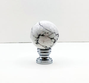 HOWLITE Stone Lamp Finial with AB, PB or Chrome Base (1-PC.)