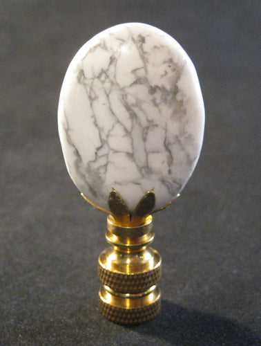 HOWLITE Stone Lamp Finial with PB, SN or AB Base (1-PC.)