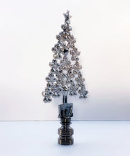 Load image into Gallery viewer, Holiday/Christmas Lamp Finial-Large CHRISTMAS TREE w/Rhinestones-Satin Nickel Base