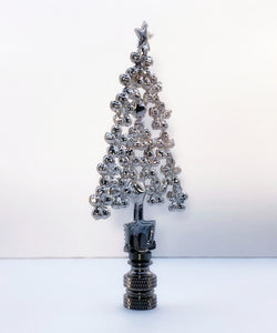 Holiday/Christmas Lamp Finial-Large CHRISTMAS TREE w/Rhinestones-Satin Nickel Base
