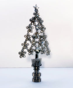 Holiday/Christmas Lamp Finial-Large CHRISTMAS TREE w/Rhinestones-Satin Nickel Base