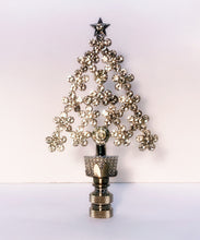 Load image into Gallery viewer, Holiday/Christmas Lamp Finial-Large CHRISTMAS TREE w/Rhinestones-Satin Nickel Base