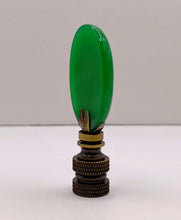 Load image into Gallery viewer, GREEN MALAYSIAN JADE Oval Stone Lamp Finial with AB,PB or SN Base (1-PC.)