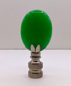 GREEN MALAYSIAN JADE Oval Stone Lamp Finial with AB,PB or SN Base (1-PC.)
