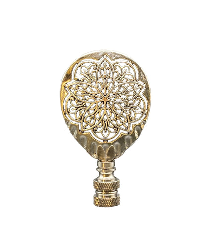 MEDALLION #13 Cast Metal Lamp Finial-Antique Silver Finish