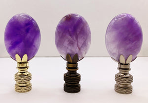 NATURAL AMETHYST Oval Stone Lamp Finial with AB,PB or SN Base (1-PC.)