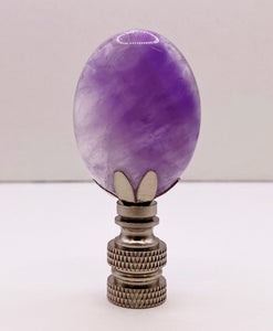 NATURAL AMETHYST Oval Stone Lamp Finial with AB,PB or SN Base (1-PC.)