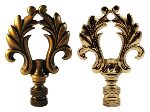 ORNAMENTAL LOOP Lamp Finial, Aged Brass or Polished Brass Finish, Highly detailed metal casting (1-Pc.)