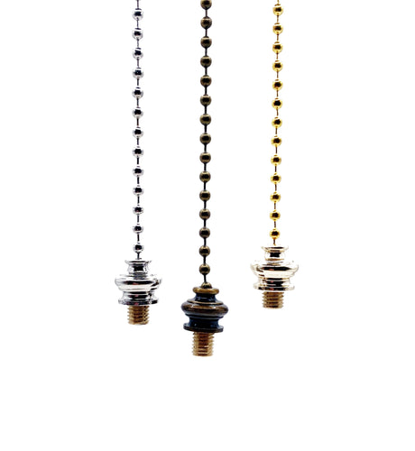 PULL CHAIN ADAPTER, Convert 1/4-27 Finials into Pull Chains, Available in 3 finishes (1 Pc.)