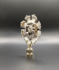 FLOWER BUD RHINESTONE Lamp Finial-Antique Silver Finish